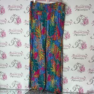 Kona Sol pants wide leg flare plants 🌱 flower rainbow Multicolor Tropical Pants